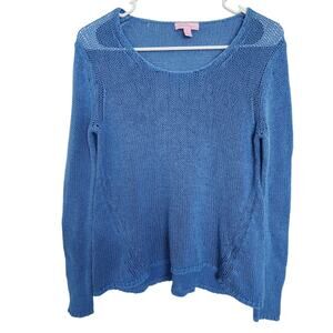 Lilly‎ Pulitzer Crochet Blue Sweater S Beach Vacation Resortwear Knit